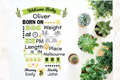 Baby boy announcement chart template in SVG,DXF,PNG,EPS,PDF Product Image 1