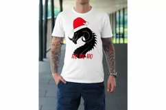 Dragon silhouette svg, Creepy Dragon in Santa hat, ho ho ho Product Image 2