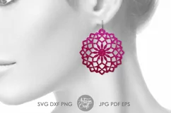 Mandala earring SVG, Floral Earrings SVG, Cut Files Product Image 5