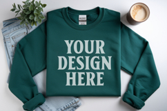 Irish Green Gildan 18000 Folded Flat Lay Mockups Product Image 1