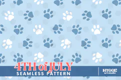 American 4th of July Cat Dog Paw Seamless Pattern PNG DTF Product Image 1