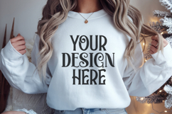 Christmas Gildan 18000 White Crewneck Sweatshirt Mockup Product Image 1