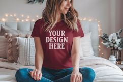 Christmas Bella Canvas 3001 Red Shirt Mockup ,Trandy Mockup Product Image 1