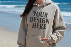 Sand Gildan 18500 Hoodie Mockup, G18000 Hoodie Model mockup Product Image 1