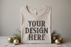 Christmas Bella Canvas 3001White Folded Tshirt Mockup Product Image 1