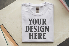 White Gildan 5000 Flat Lay Tshirt Mockup, G5000 mockups Product Image 1