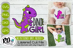 Dino Girl - A Cute Dinosaur with a Bow Layered Cricut SVG Product Image 1
