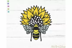 Sunflower bee svg, Bumble bee svg, Sunflower cut file Product Image 1