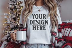 Christmas Bella Canvas 3001 White Shirt Mockup ,Trandy mock Product Image 1