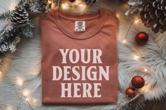 Terracotta Comfort Colors 1717 Christmas Folded T-Shirt Mock Product Image 1