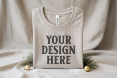 Christmas Bella Canvas 3001White Folded Tshirt Mockup Product Image 1