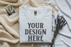 White Gildan 5000 Flat Lay Tshirt Mockup, G5000 mockups Product Image 1