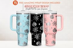 Engraved 40oz Tumbler Wrap Halloween, Spider Web, Pumpkin Product Image 1