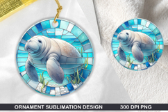 Cute Animals Round Stained Glass PNG Bundle, 30 Designs Product Image 9