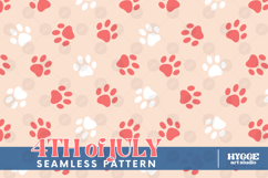 American 4th of July Cat Dog Paw Seamless Pattern PNG DTF Product Image 1
