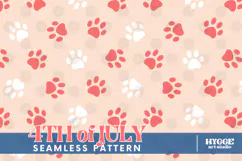 American 4th of July Cat Dog Paw Seamless Pattern PNG DTF Product Image 1