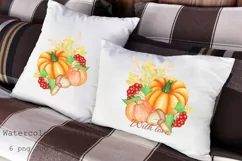 Watercolor Clipart Autumn.Pumpkin PNG Sublimation. Product Image 4