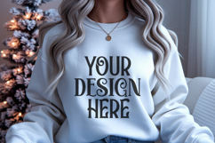 Christmas Gildan 18000 White Crewneck Sweatshirt Mockup Product Image 1