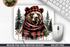 Racoon Mouse Pad Sublimation - Christmas Mouse Pad PNG Product Image 1