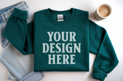 Irish Green Gildan 18000 Folded Flat Lay Mockups Product Image 1