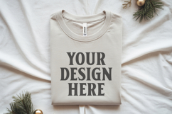 Christmas Bella Canvas 3001 White Folded Tshirt Mockup Product Image 1