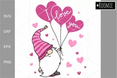 Valentine gnome I love you svg heart, Valentines day cutfile Product Image 1