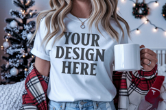 Christmas Bella Canvas 3001 White Shirt Mockup ,Trandy mocku Product Image 1