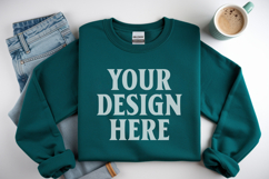 Irish Green Gildan 18000 Folded Flat Lay Mockups Product Image 1