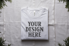Christmas Bella Canvas 3001 White Folded Tshirt Mockup Product Image 1