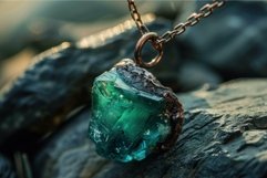 Mystical emerald pendant on natural stone background Product Image 1