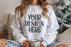 Christmas Gildan 18000 White Crewneck Sweatshirt Mockup Product Image 1
