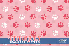 American 4th of July Cat Dog Paw Seamless Pattern PNG DTF Product Image 1