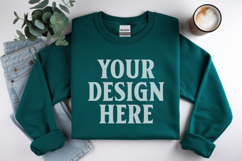Irish Green Gildan 18000 Folded Flat Lay Mockups Product Image 1