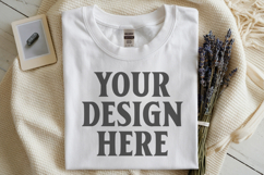 White Gildan 5000 Flat Lay Tshirt Mockup, G5000 mockups Product Image 1