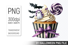 Cupcake With A Halloween Ghost, Halloween Clipart PNG File Product Image 1