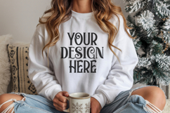 Christmas Gildan 18000 White Crewneck Sweatshirt Mockup Product Image 1