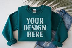 Irish Green Gildan 18000 Folded Flat Lay Mockups Product Image 1