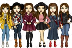 Fall Fashion Autumn Girls Brunette Planner Clipart Set Product Image 2