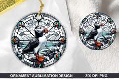Puffin Stained Glass Ornament PNG, Digital Download File Product Image 1