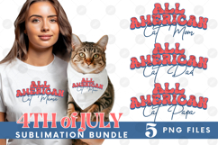 American Cat Mama Papa 4th of July USA Paw DTF PNG Bundle Product Image 1