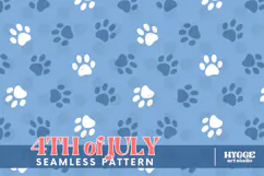 American 4th of July Cat Dog Paw Seamless Pattern PNG DTF Product Image 1