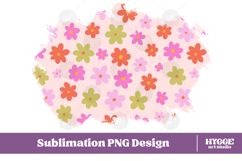 Retro Flowers Background Png Floral Paper Sublimation Splash Product Image 1