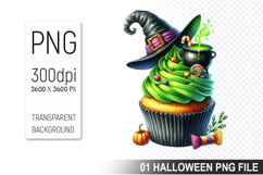 Halloween Witch Cupcake, Halloween Clipart PNG File Product Image 1