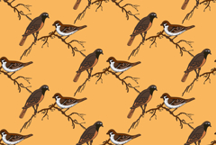 Botanical abstract seamless pattern with garden birds vector Product Image 1