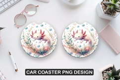Cute Axolotl Car Coaster Sublimation| Animal Coaster PNG Product Image 1