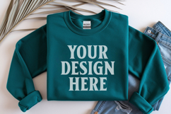 Irish Green Gildan 18000 Folded Flat Lay Mockups Product Image 1