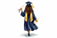 Young Woman Graduate Viewed from Behind Clipart Product Image 1