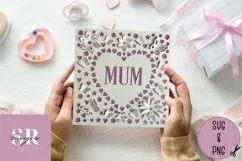 3D Floral Mum heart| Paper cutting | Mother’s Day card SVG. Product Image 4