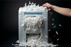 Overflowing shredder with paper chaos Product Image 1