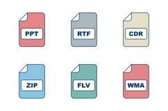 Set Of File Formats Icons Product Image 1